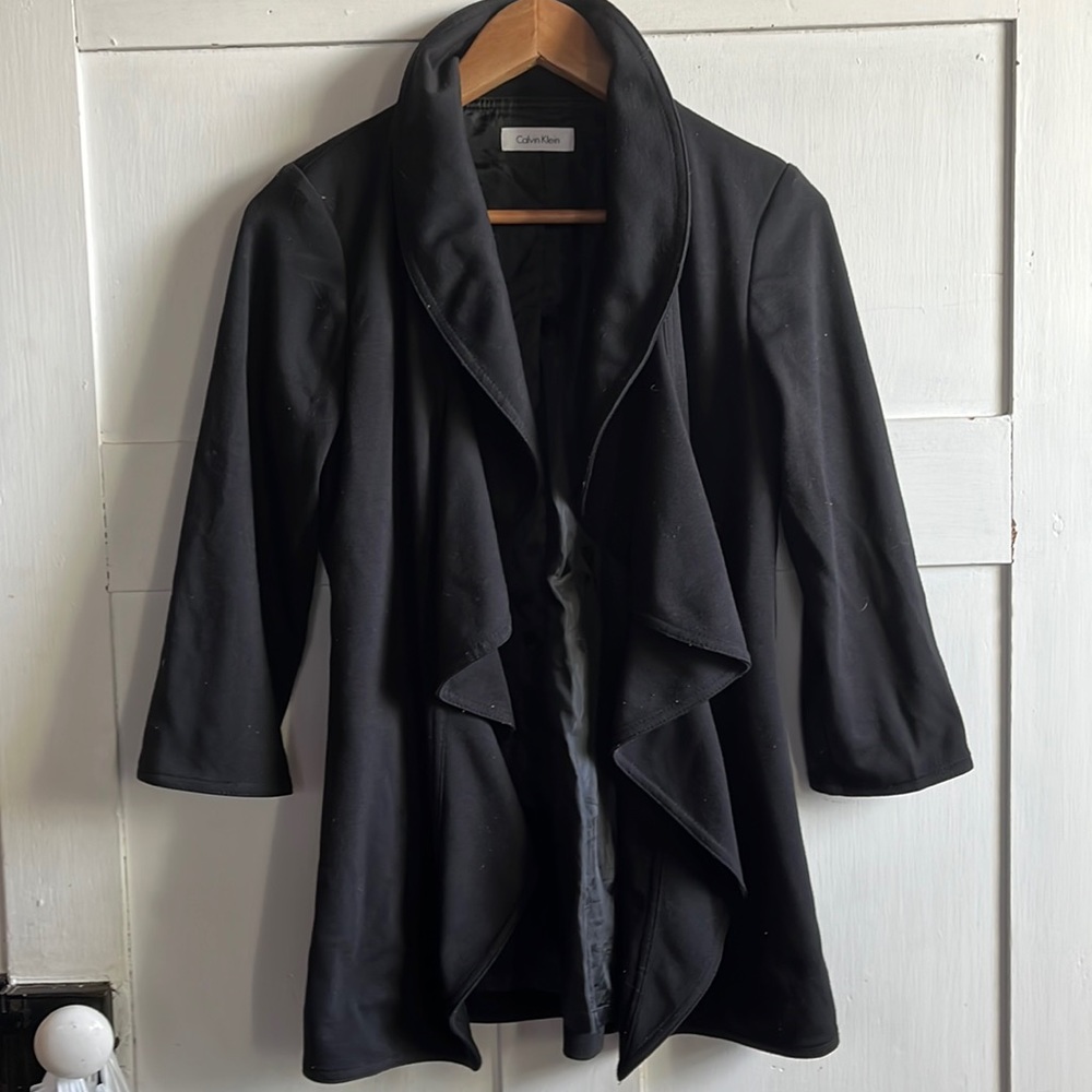Calvin Klein Black Ruffle Blazer Jacket